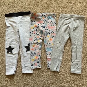 Kids' Gray and Patterned Leggings Set 4T Various Brands